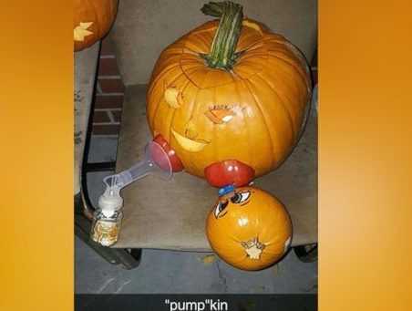 For her pumpkin carving creation