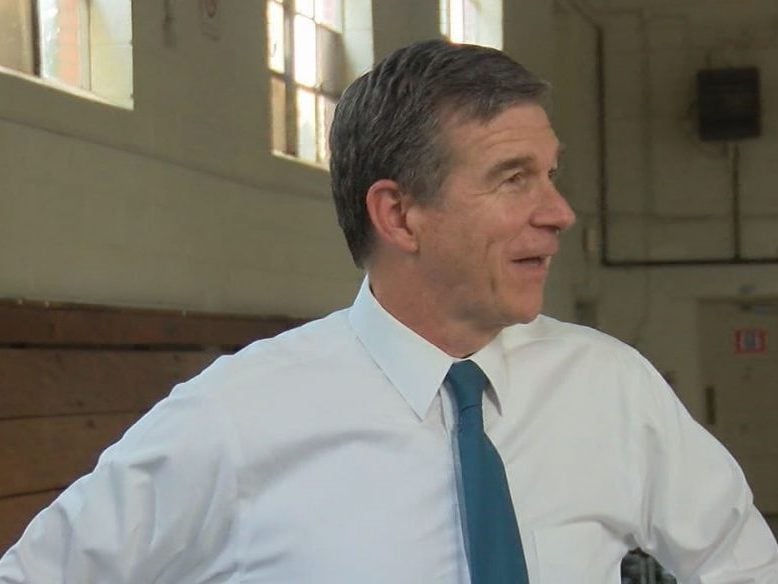 Governor Roy Cooper in the gym at CGov. Roy Cooper in the gym at Columbus Career and College Academy on September 21