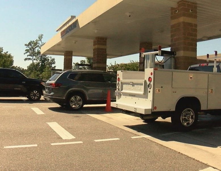 Dozens of cars were lining up at the pump to top off their gas just in case on September 8