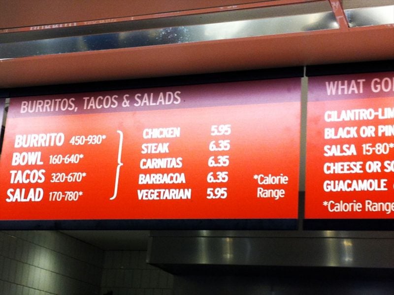 Restaurant menu including calorie count (Photo: Jason Lander / Flickr / CC BY 2.0)