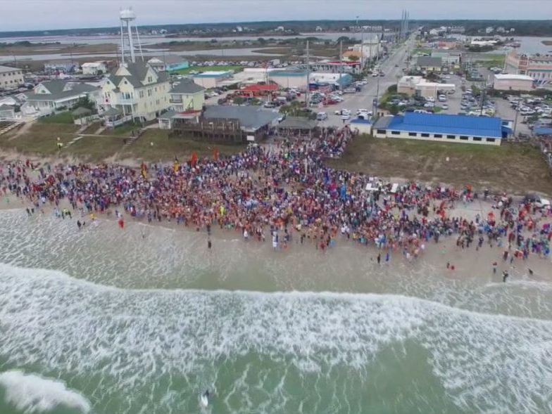 An overhead shot of the Dolphin Dip in 2016. They are expecting an even larger turnout this New Year's.