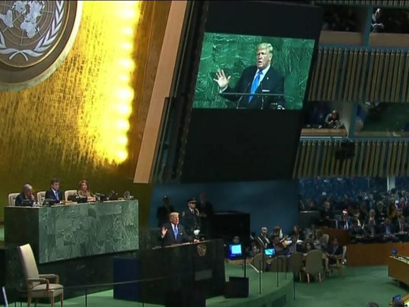 President Donald Trump addresses the United Nations General Assembly on Sept. 19