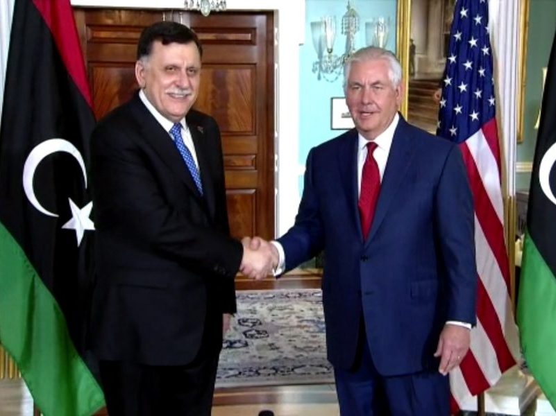 Secretary of State Rex Tillerson meets with Prime Minister Fayez al-Sarraj of Libya at the State Department on Dec. 1