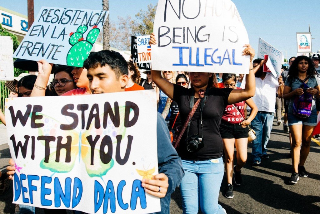 DACA protesters march for immigrant rights in Los Angeles on Sept. 11
