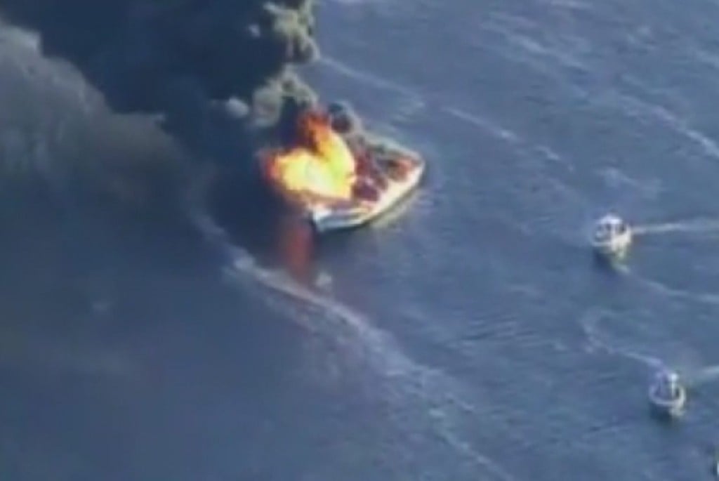 A casino boat burns off the coast of Port Richey