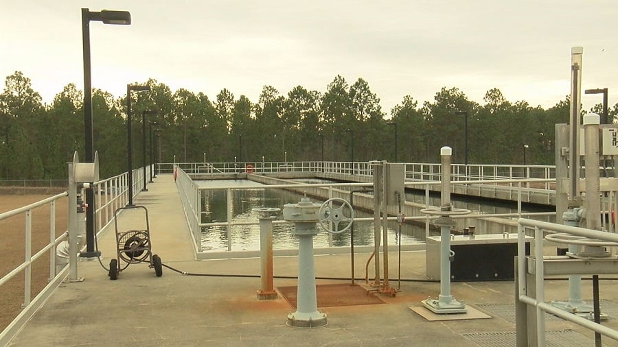 The water plant lies on the border of Pender and New Hanover County and handles water demands in the entire county.