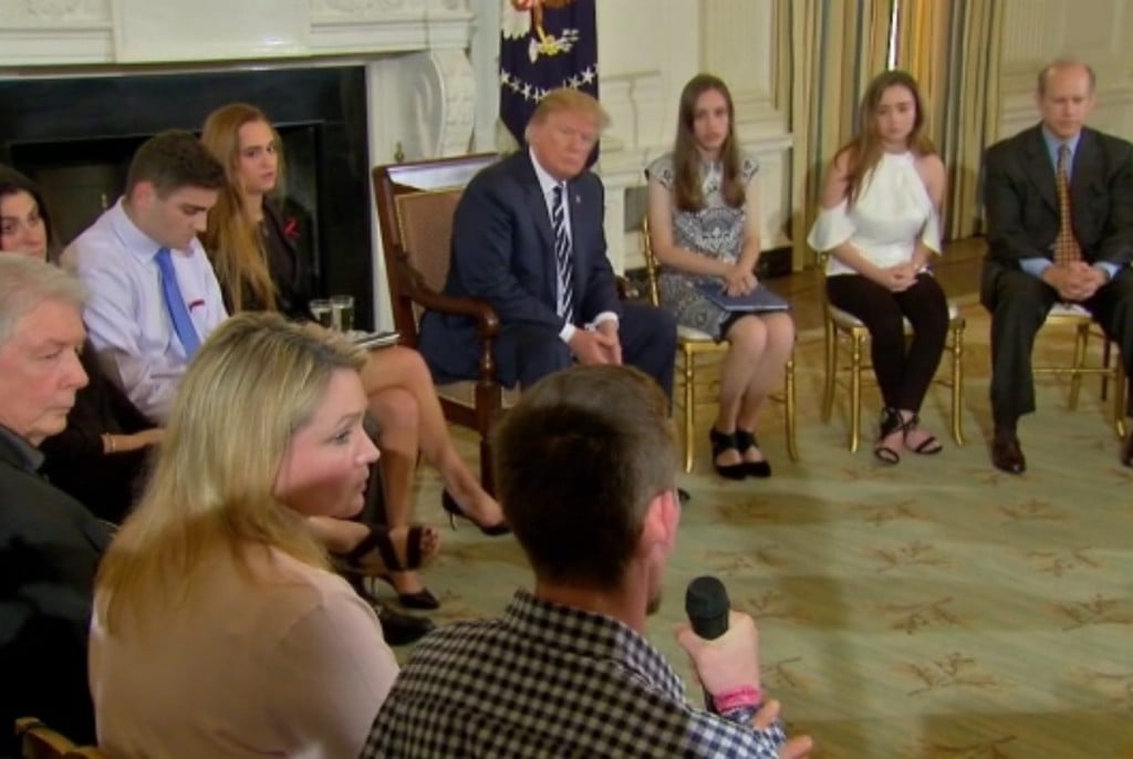President Donald Trump meets with survivors of the Parkland