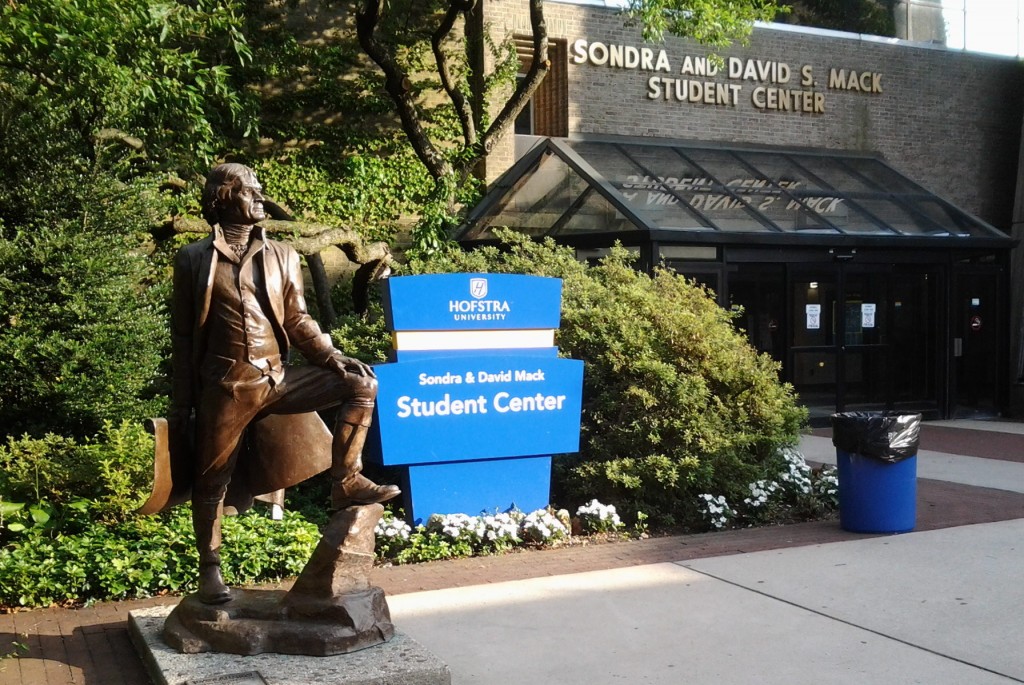 A statue of Thomas Jefferson stands on the campus of Hofstra University in New York. (Photo: Paul Berendsen)