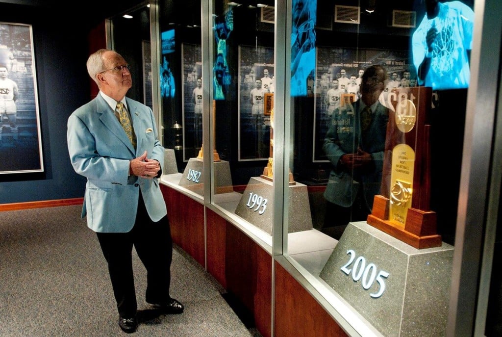 Woody Durham in the Carolina Basketball Museum after his 2011 retirement (Photo: UNC Athletic Communications)