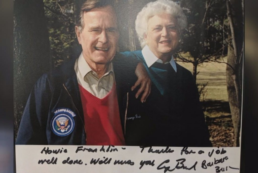 Barbara autographed a picture of her and her husband for Howie saying "Thanks for a job well done. Will miss you."