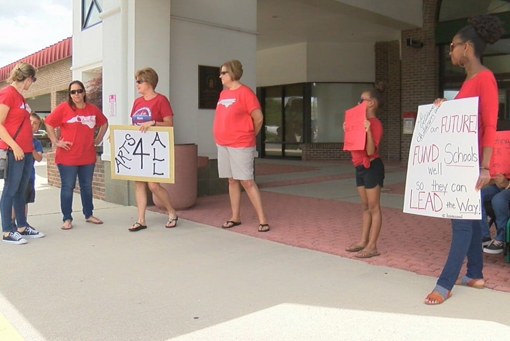 Teachers and supporters were outside of the New Hanover County Government Center from 7:30 A.M. until 5:30 P.M.