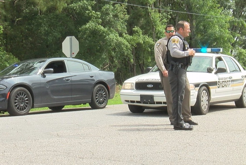 Officers set up outside Topsail High School on Tuesday after a threat came in.