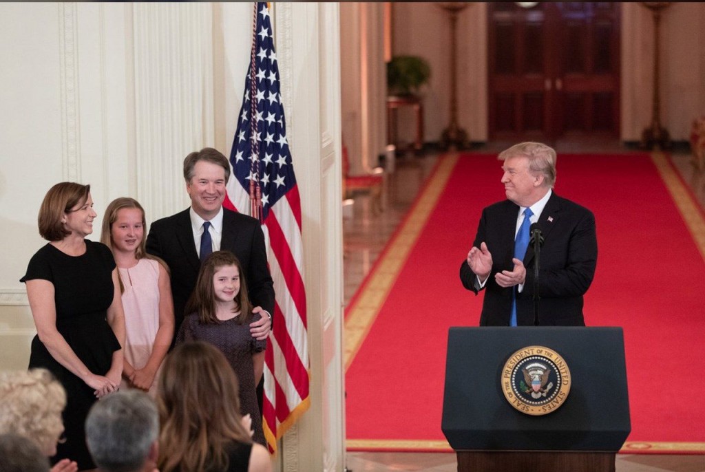 President Donald Trump introduces Brett Kavanaugh as his Supreme Court nominee on July 9