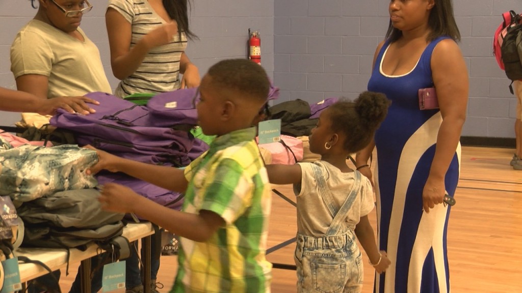 Children got the chance to pick out a brand new backpack