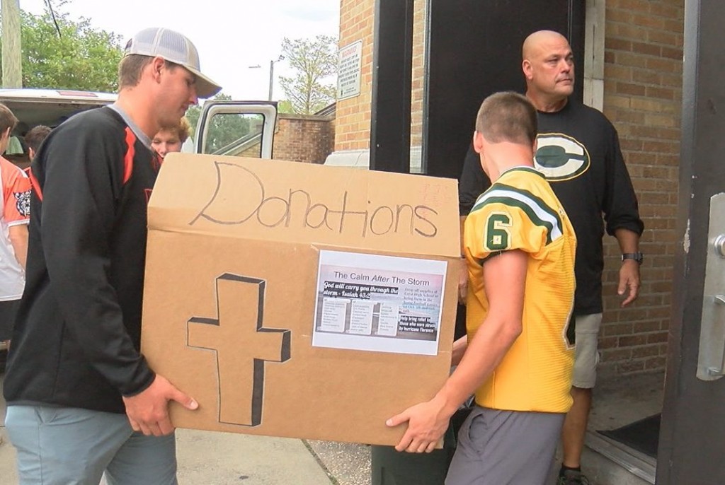 Athletes from Crest High school brought donations to help students out at New Hanover High School on October 20