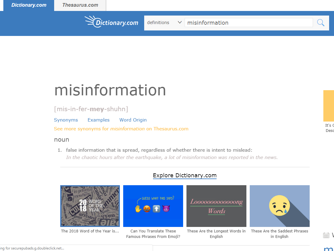 Dictionary.com Chooses 'misinformation' As Word Of The Year - WWAYTV3