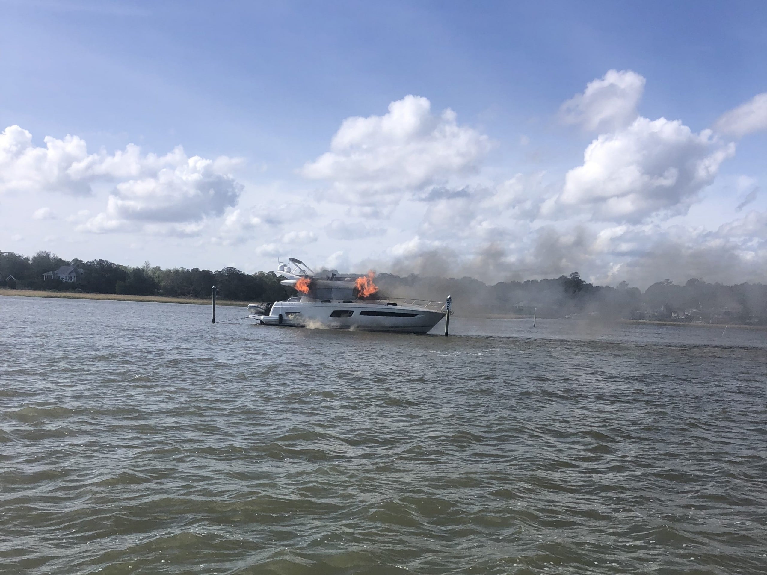 Two rescued after 50-ft yacht catches on fire near Carolina Beach - WWAYTV3