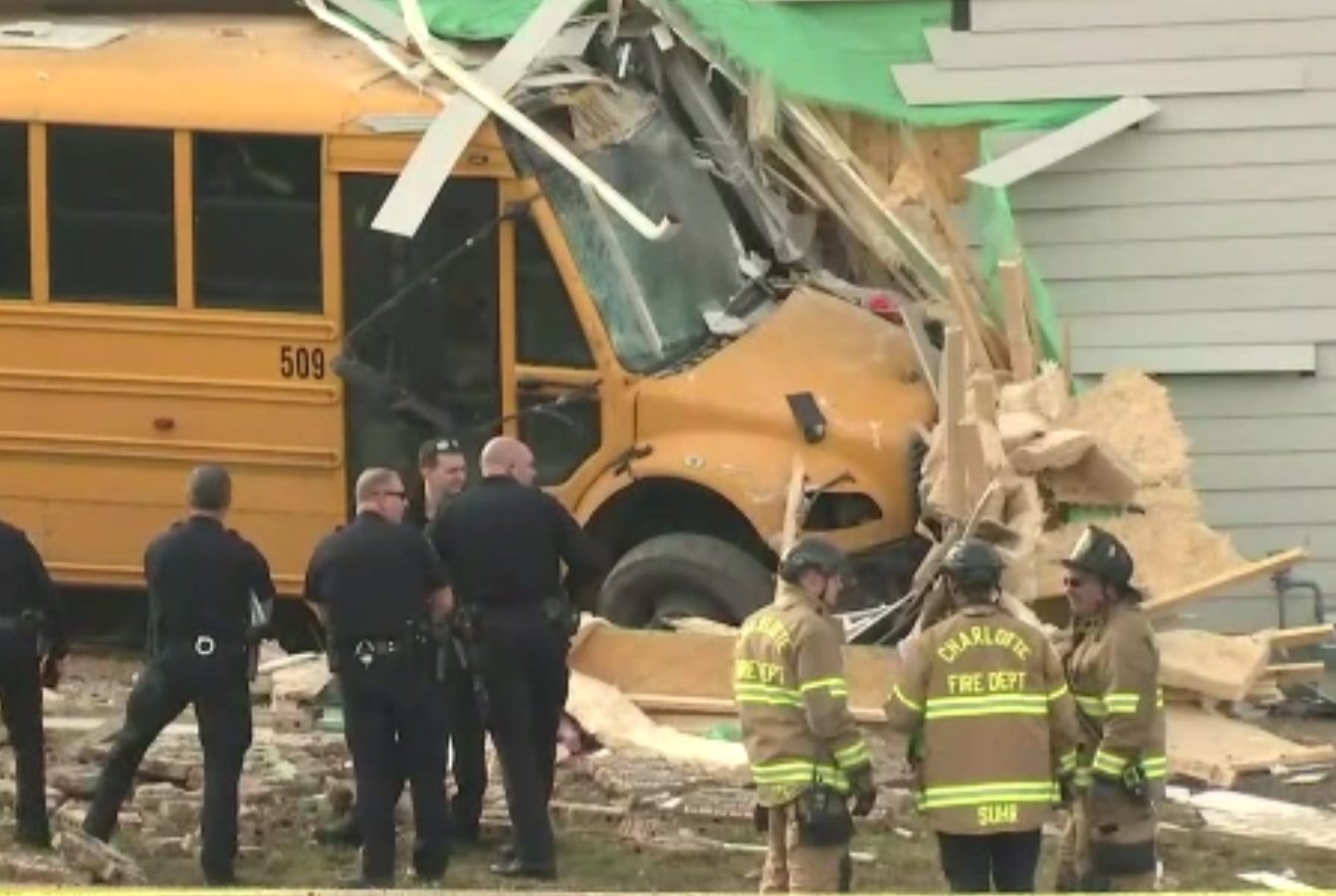 Driver cited after school bus crashes into building - WWAYTV3