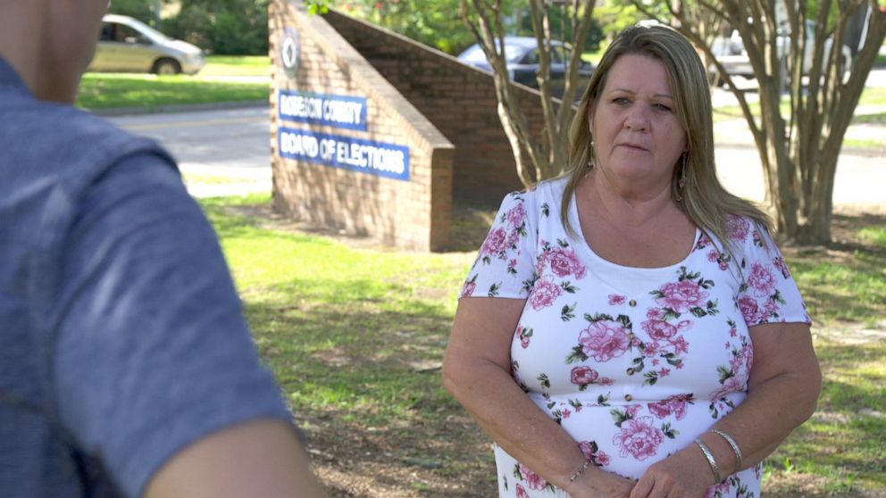 PHOTO: Robeson County elections chairwoman Tina Bledsoe has been overseeing voting in the county for more than 25 years. Her team is still sourcing PPE for poll workers and new voting booths to keep people more than 6 feet apart on Nov. 3. 