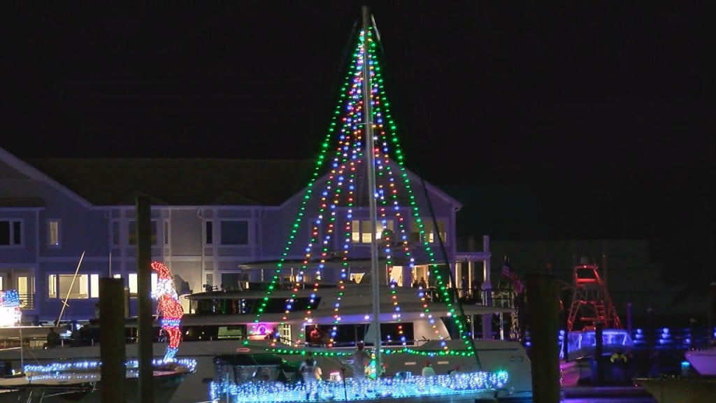 Decorated boats float down the Intracoastal Waterway for the 36th Annual North Carolina Holiday Flotilla at Wrightsville Beach.