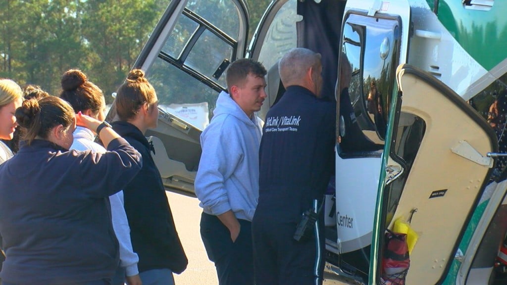 Students In Cfcc's Ems Program Get A Closer Look At A Medical Transportation Helicopter