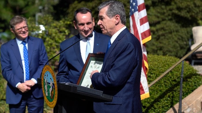 Governor Cooper Presents Coach K. With Award For His Impact In NC - WWAYTV3