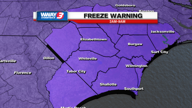 Freeze Warning issued for Cape Fear ahead of frigid night - WWAYTV3