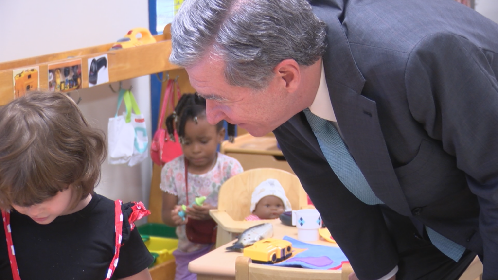 Gov. Roy Cooper made a stop at a Cape Fear preschool Wednesday afternoon, (Photo: Emily Andrews/WWAY News).