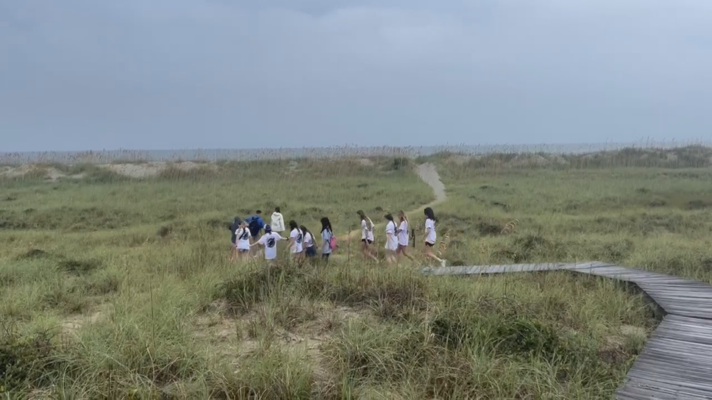 Some Cape Fear Academy students hopped on the ferry to head to Bald Head Island Thursday morning for a field trip with a special purpose, (Photo: Emily Andrews/WWAY News).
