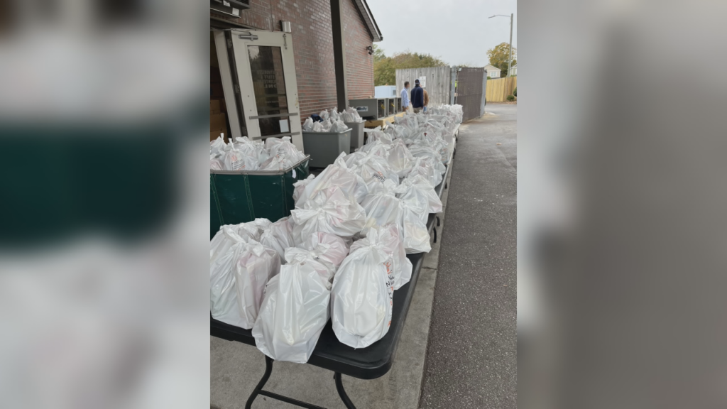 Thanksgiving dinner bags given out to hundreds of families by the Good Shepherd Center.