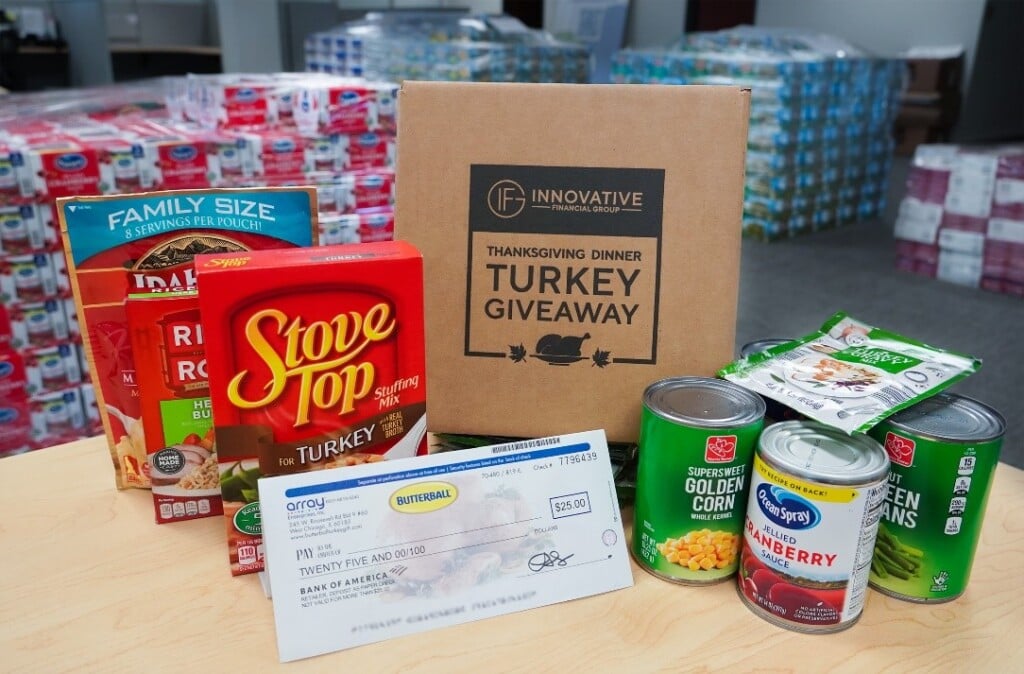 The "Turkey Dinner Bag" offered by Good Shepherd Center offers all the ingredients needed for a Thanksgiving meal.