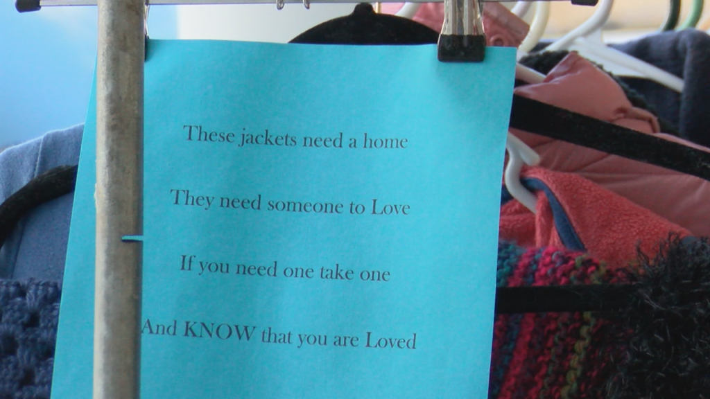 ‘Mason Dixon’s’ most recent project returns during the colder months. It's a free coat rack outside the store that the owner is especially passionate about, (Photo: Emily Andrews/WWAY News).