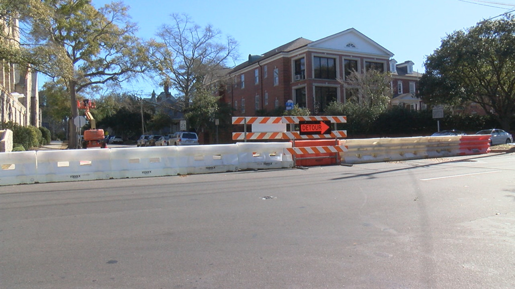 Barricades have been placed along Third St. in downtown Wilmington, preventing crossovers at Queen, Church, Nun, and Orange streets. (Photo:Nate Mauldin/WWAY News)