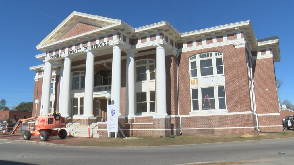 The Columbus County Courthouse is a historic landmark dating back to 1914 in downtown Whiteville, (Photo: Emily Andrews/WWAY News).