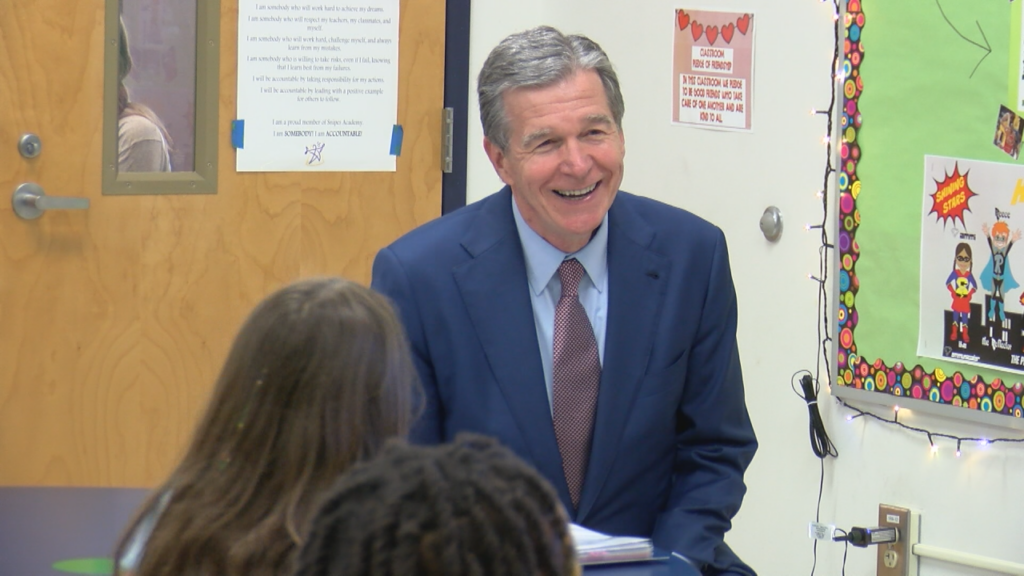 Governor Roy Cooper was in the Cape Fear area on Thursday to celebrate teacher appreciation week, (Photo: Emily Andrews/WWAY News).