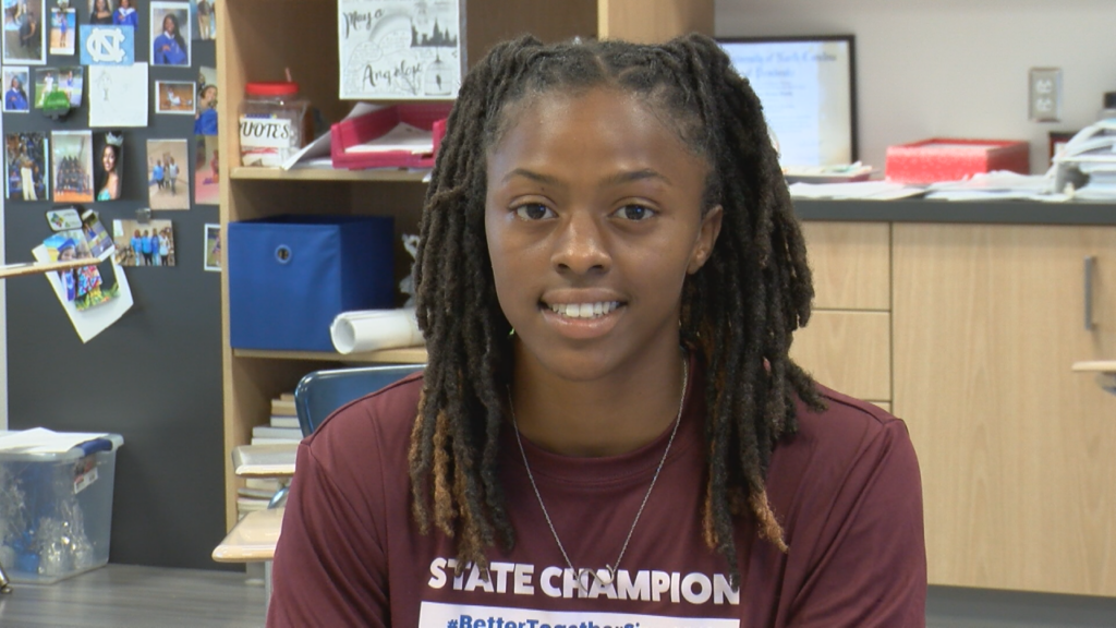 A Whiteville student athlete took home the triple crown. She also made Whiteville High School history, (Photo: Emily Andrews/WWAY News).