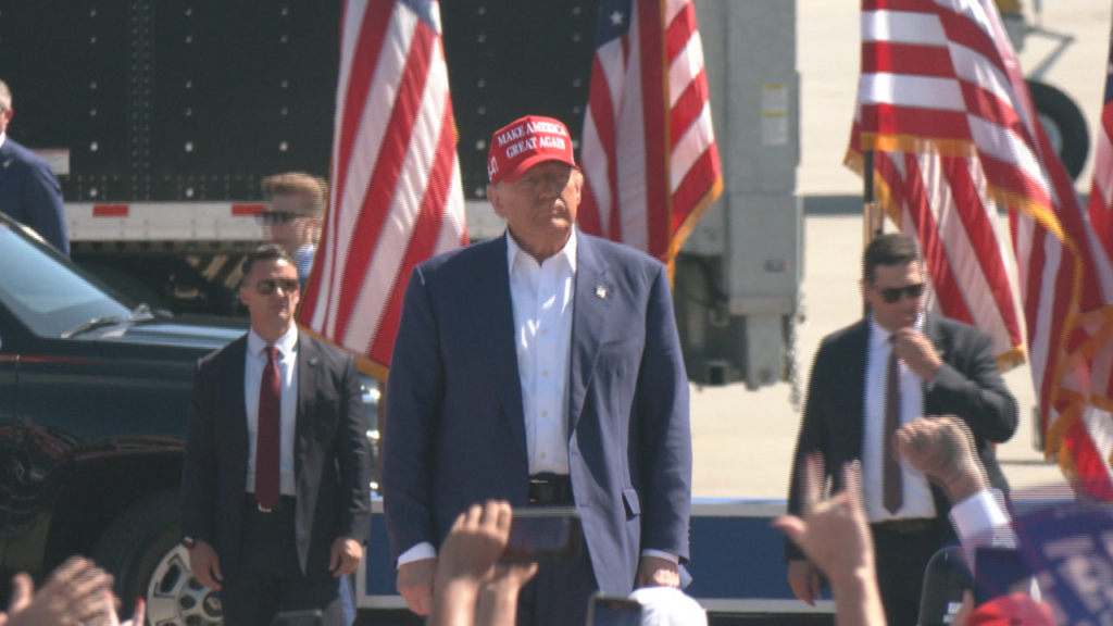 Former President Donald Trump as he makes his way to the podium at a rally in Wilmington, NC on September 21, 2024. (Photo: Nate Mauldin/WWAY)