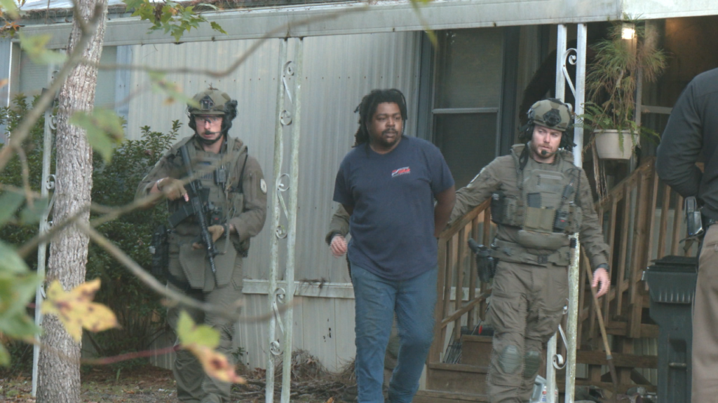 Brunswick County Sheriff's Office arrest alleged drug dealer during a search warrant in Sandy Creek on October 22, 2024. (Photo: Nate Mauldin/WWAY)