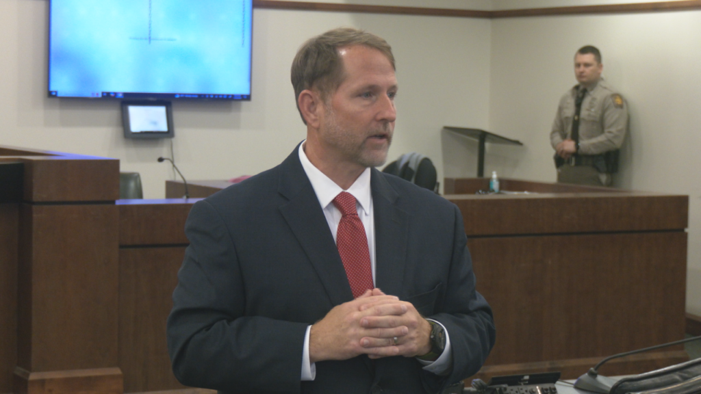 District Attorney Jason Smith shortly speaks after taking the oath of office on December 3, 2024. (Photo: Nate Mauldin/WWAY)