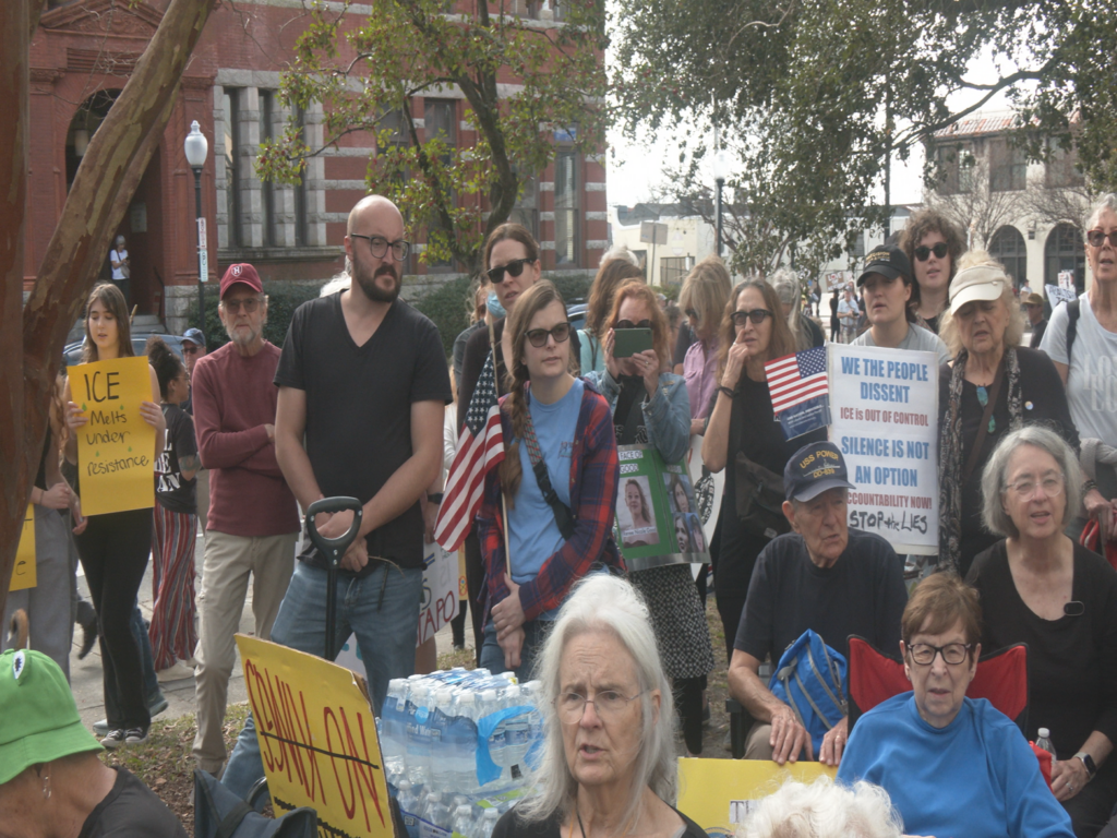 Protestors outside Thalian Hall to speak against ICE