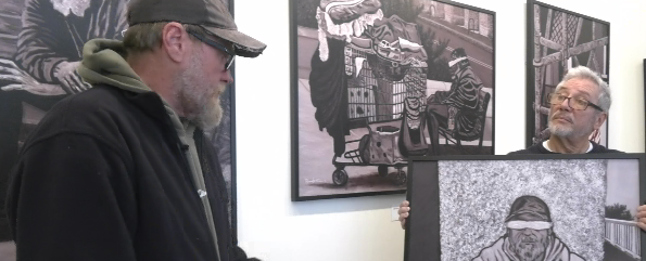 Chris Redman Seeing his portrait at an art gallery