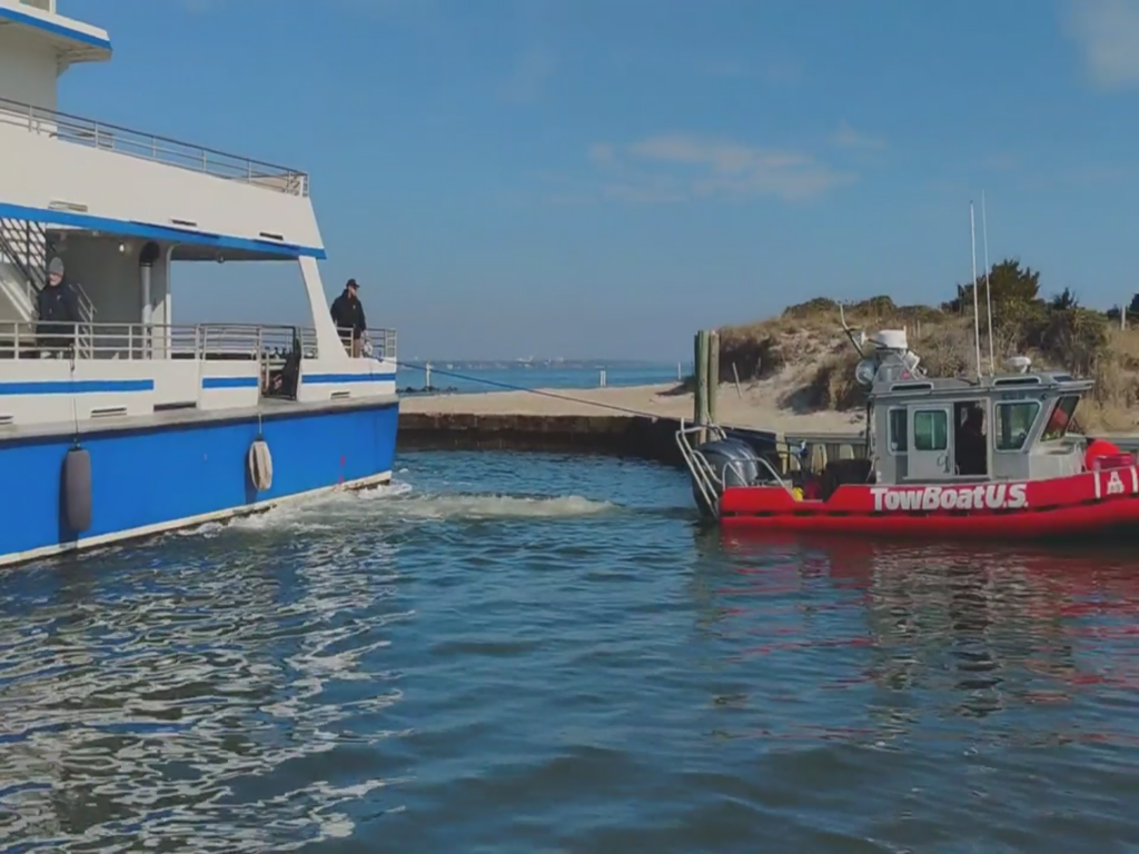 Bald Head Island Ferry being towed