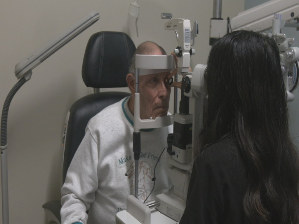 Patient getting his eyes check at Paul Vision Institute