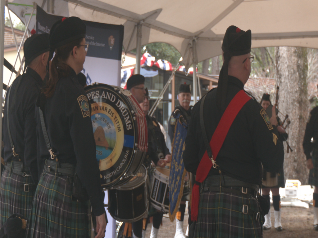 Bagpipe players at the 250th anniversary of the Battle at Moores Creek Bridge