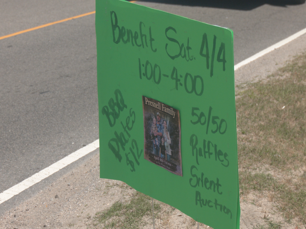 Fundraiser sign at "Pirate's Deck"