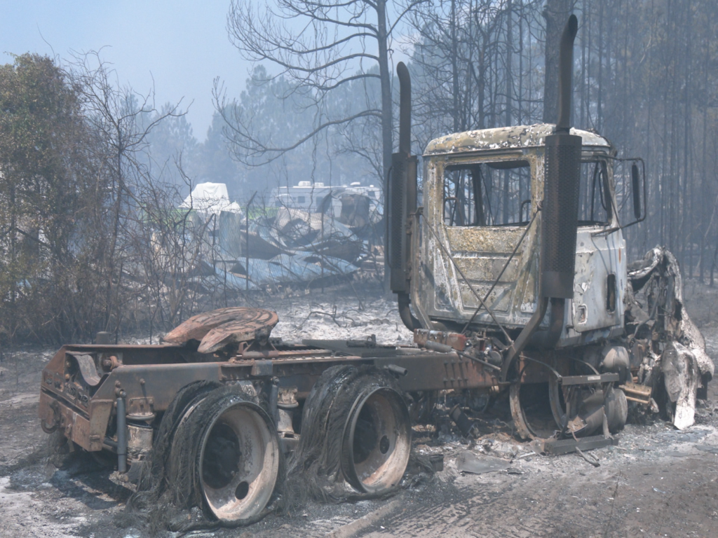 Truck burned to the ground