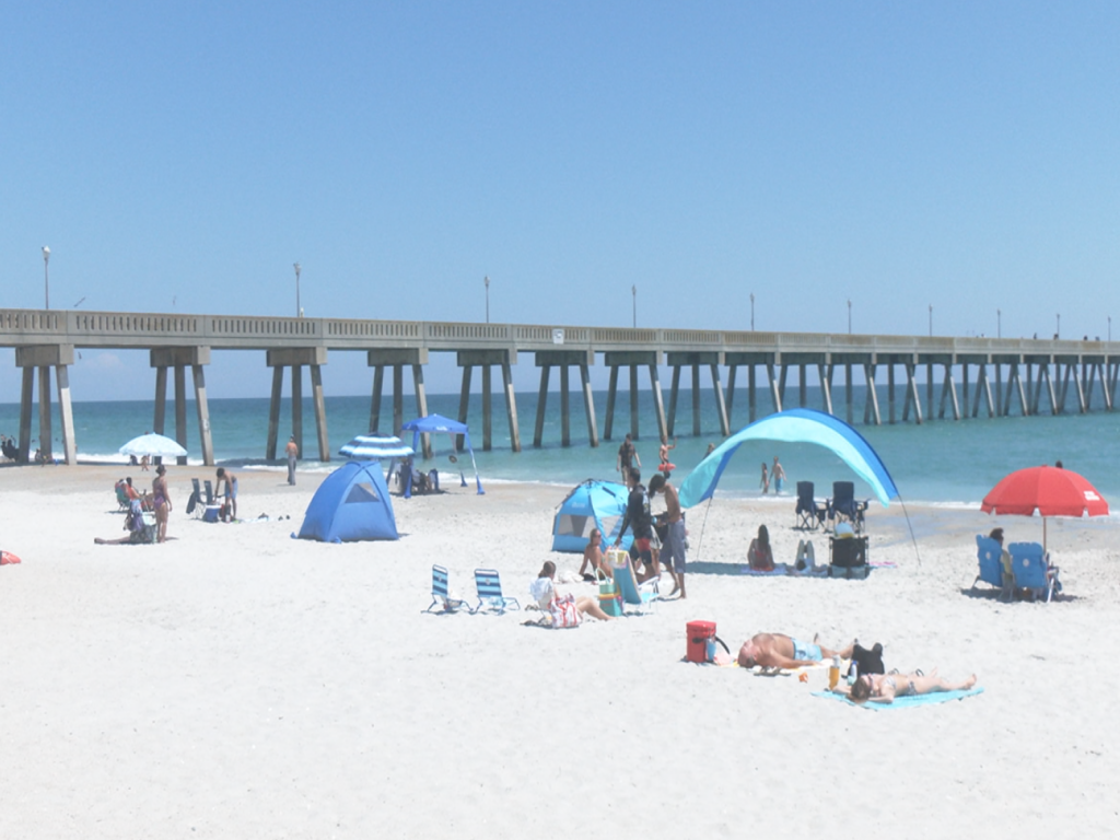 People at Wrightsville Beach to beat the heat