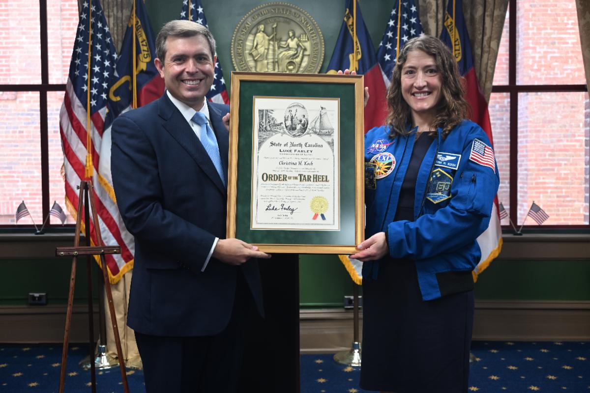North Carolina Labor Chief honors astronaut Christina Koch with state's top award