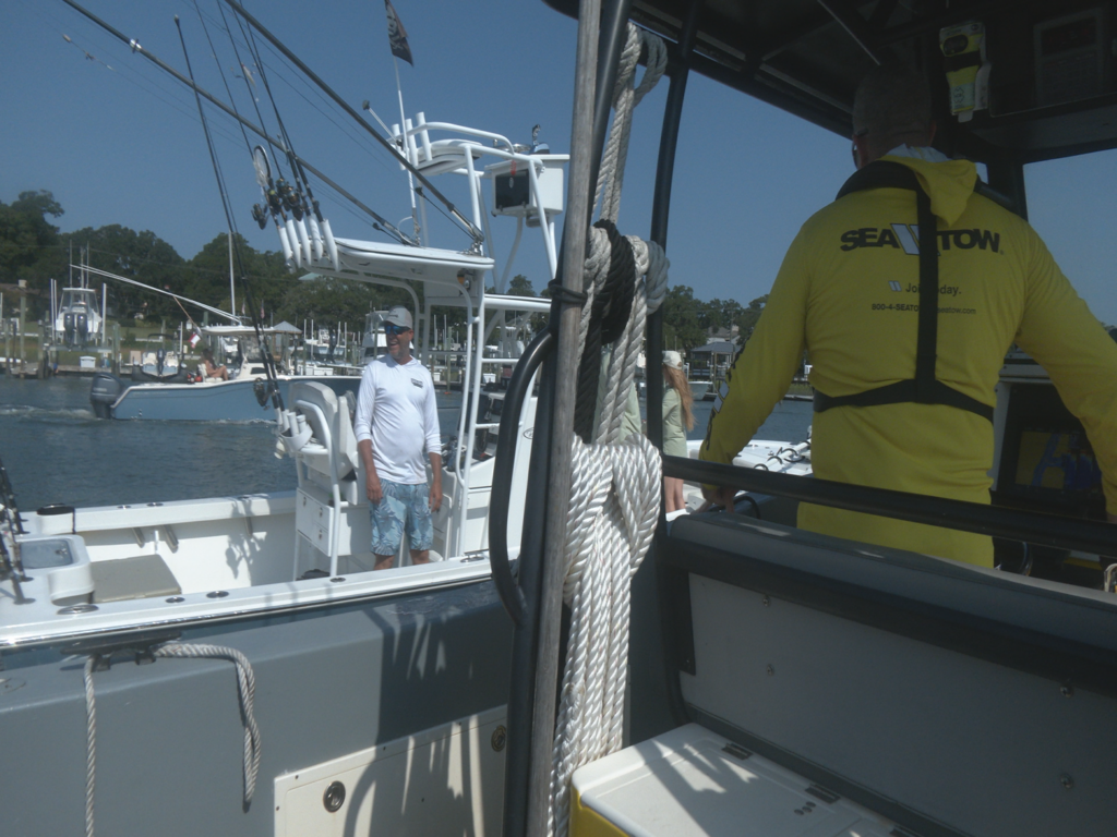 Sea Tow Captain Ryan Saporito towing a boat