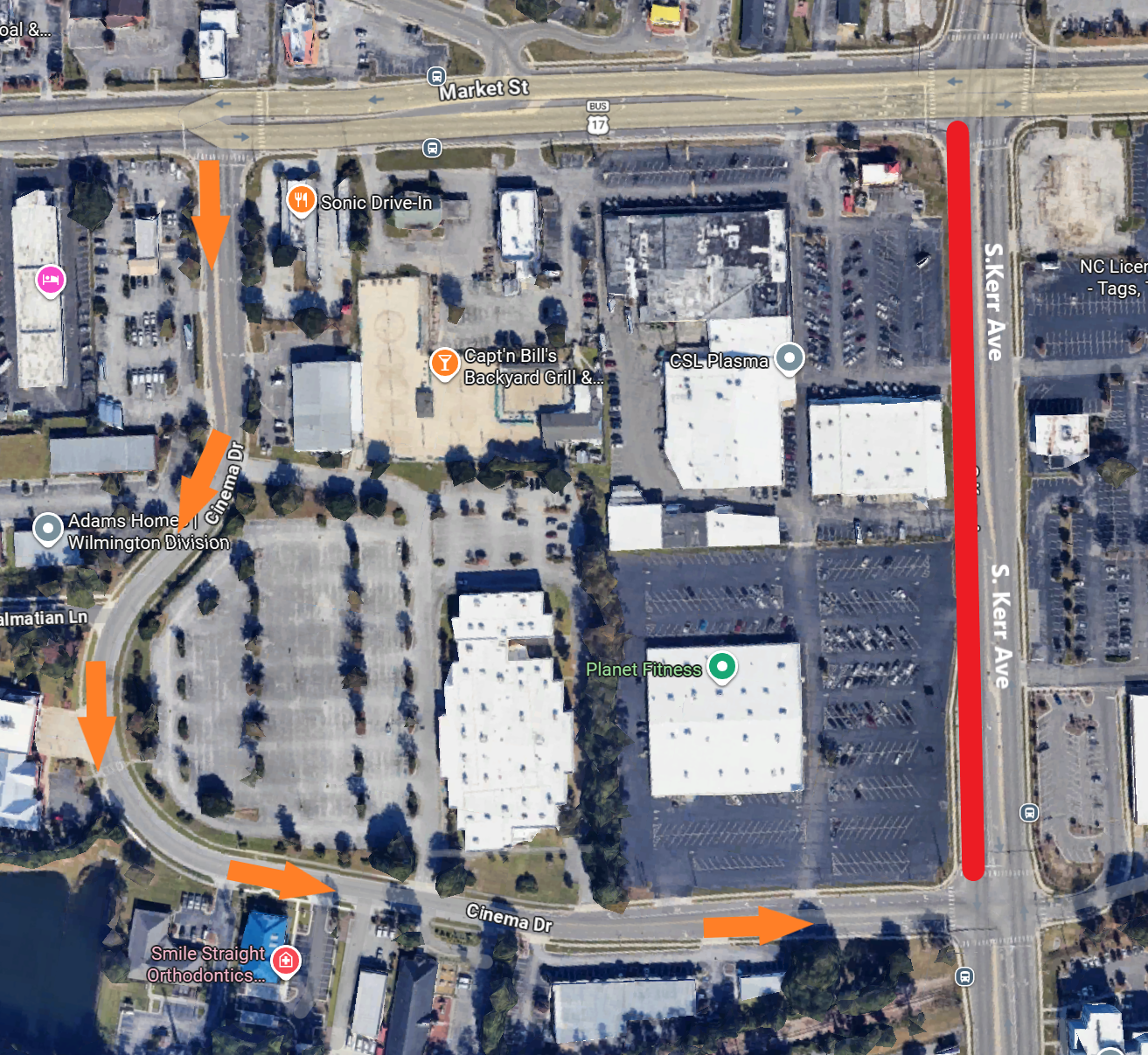Us Map Line Work Southbound lanes on S. Kerr Avenue in Wilmington to close Oct 2. for ...